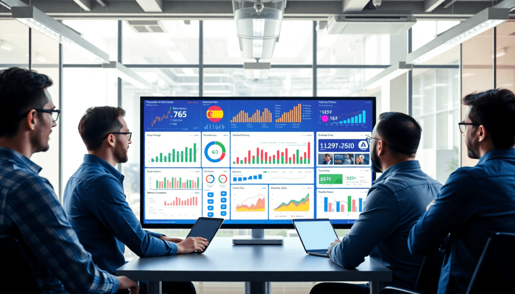 Marketing team using an AI data visualization tool for automated marketing analytics and AI-powered dashboards to gain campaign performance insights and interactive data reports.