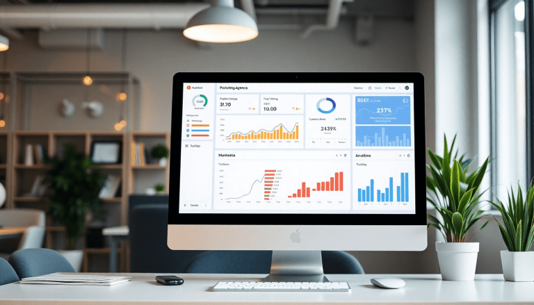 White-label marketing dashboard for agencies showcasing customizable client dashboards and automated data visualization for cross-channel agency reporting.