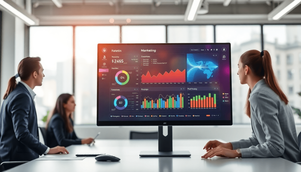 AI data visualization tool for marketing teams displaying AI-powered dashboards and cross-channel visualization, utilized by professionals for real-time marketing metrics and automated insight generation.