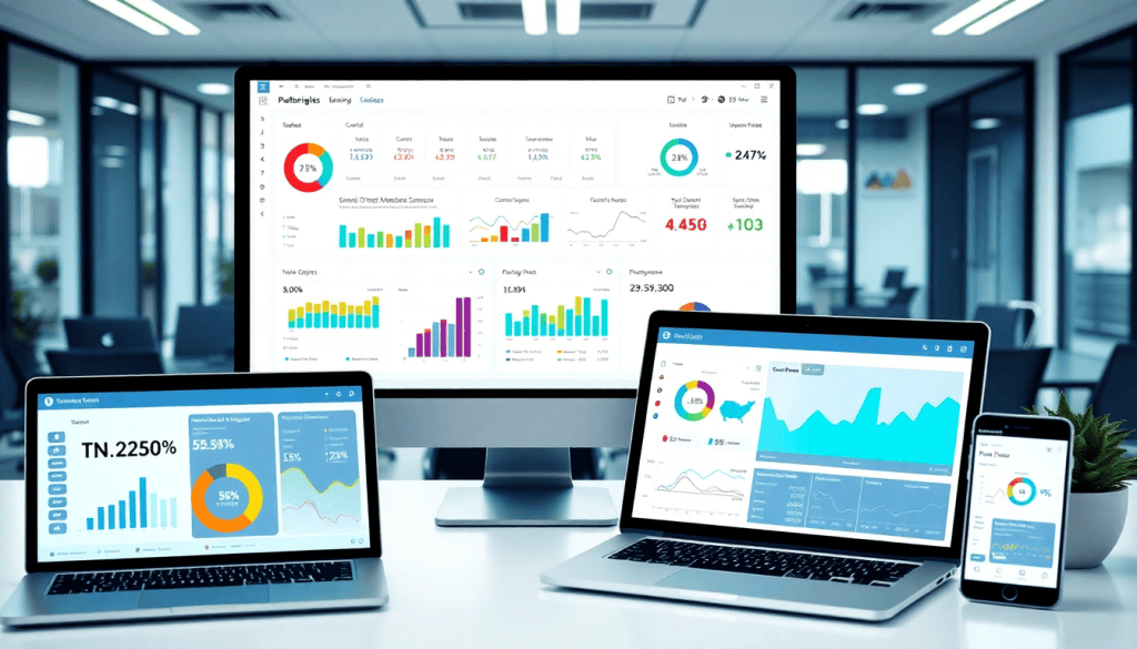Funnel.io alternative marketing analytics dashboard showcasing automated performance reports and cross-channel analytics on multiple devices, ideal for agency reporting automation and client dashboard insights.