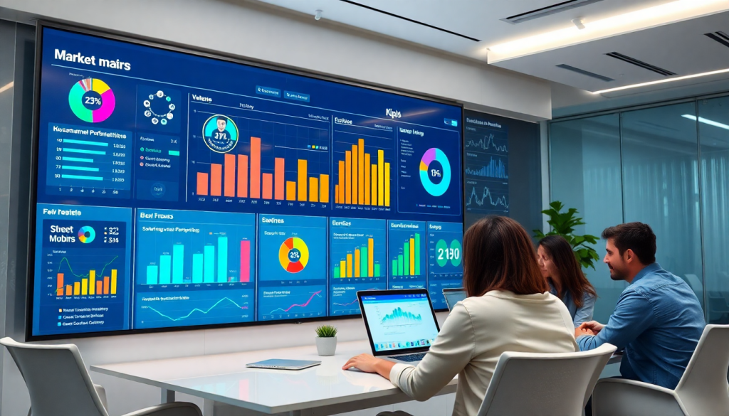 Digital marketing KPI dashboard displaying marketing metrics visualization and performance tracking, showcasing campaign KPI monitoring along with automated KPI reports and cross-channel analytics, ideal for ROI tracking and digital campaign reporting, providing marketing data insights through an AI marketing dashboard with interactive performance metrics.