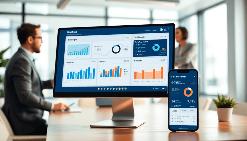 White-label marketing dashboard for agencies displaying analytics on desktop and mobile, featuring customizable client dashboards and automated data visualization for cross-channel agency reporting.
