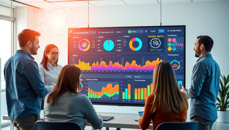 AI data visualization tool for marketing teams showcasing marketing analytics automation, AI reporting assistant, and automated dashboard creation, with cross-channel performance tracking and client analytics automation.