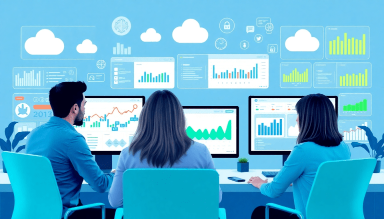 "Team analyzing data on computer screens, evaluating NinjaCat alternative and best competitors for reporting software in agencies including Tapclicks, with focus on automated marketing reports and client dashboard platforms."