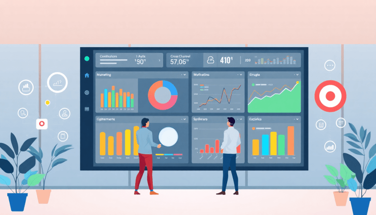 Digital marketing KPI dashboard displaying marketing metrics visualization, interactive performance tracking, and campaign KPI monitoring for AI-driven marketing insights.