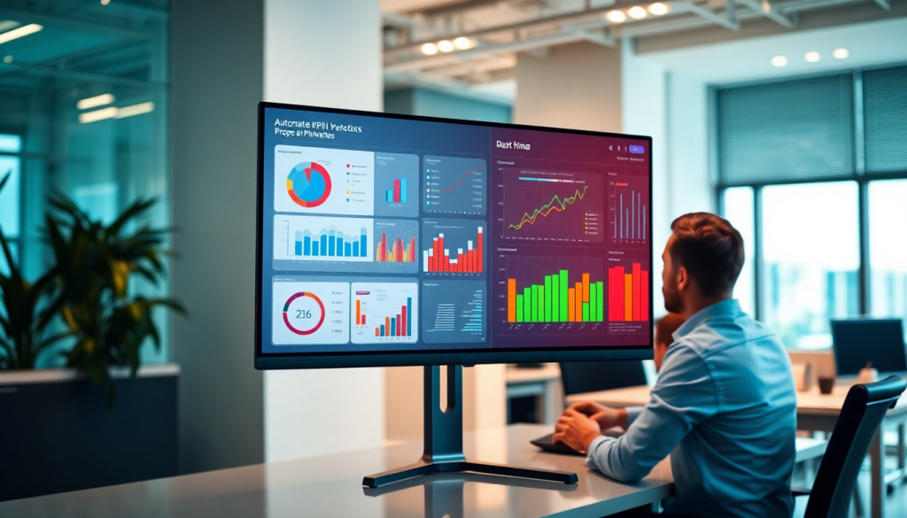 Automated KPI reporting dashboard showcasing marketing analytics automation, AI reporting assistant, and cross-channel performance tracking for enhanced marketing intelligence and ROI insights.
