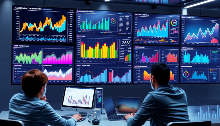 Digital marketing KPI dashboard displaying marketing metrics visualization, performance tracking dashboard, and campaign KPI monitoring with automated KPI reports and cross-channel analytics for ROI tracking for marketers.