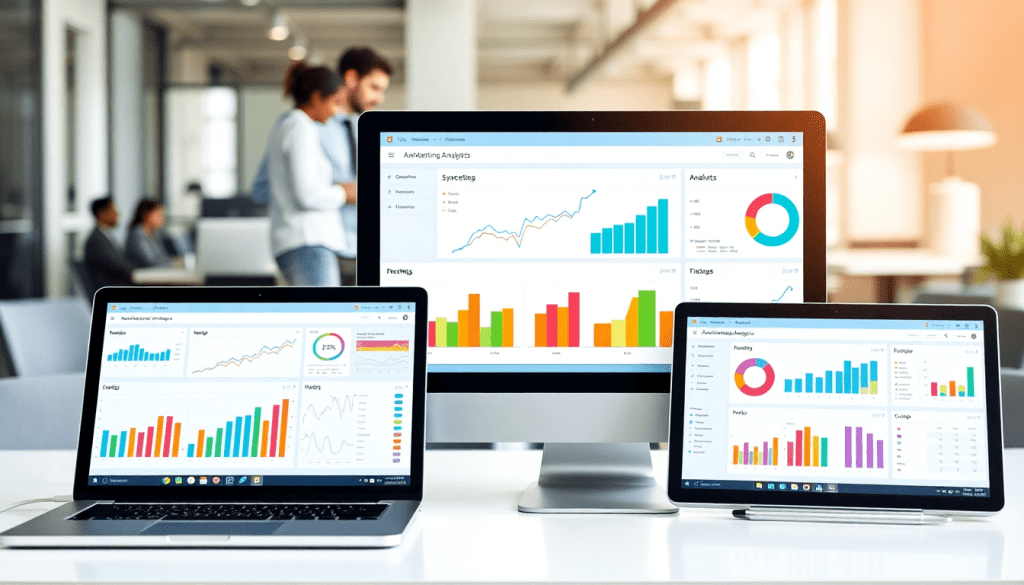 Supermetrics alternative showcasing a marketing analytics dashboard on multiple devices, highlighting automated performance reports and cross-channel analytics for agency reporting automation and client dashboard insights, similar to TapClicks reporting platform and Funnel.io comparison, with emphasis on digital marketing data visualization and performance marketing KPIs.