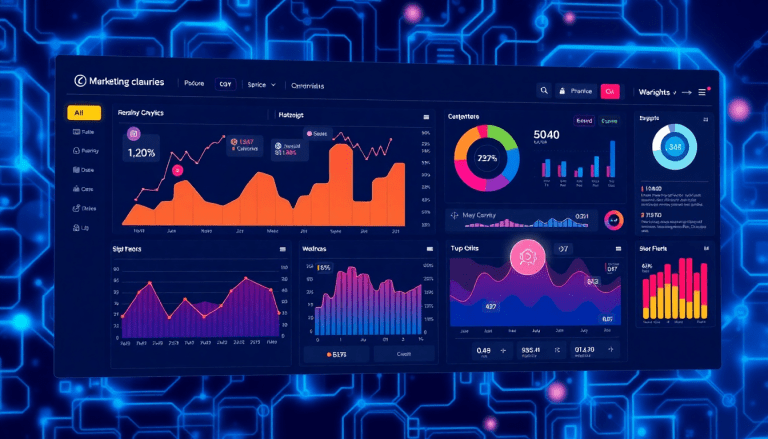Automated KPI reporting dashboard showcasing marketing analytics automation, AI reporting assistant features, automated dashboard creation, cross-channel performance tracking, and client analytics automation.