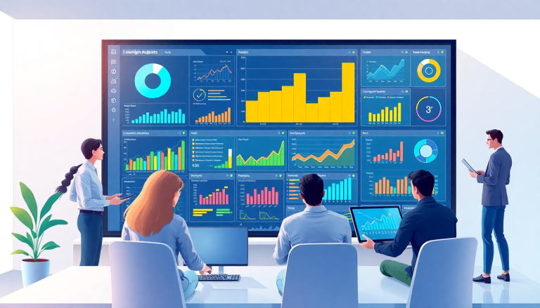 AI data visualization tool for marketing teams showcasing an automated dashboard with comprehensive marketing analytics automation, cross-channel performance tracking, and ROI tracking dashboard insights.