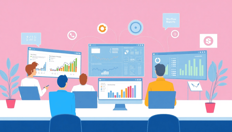 "Agency team using cross-channel reporting software for automated marketing reports and client dashboard platform."