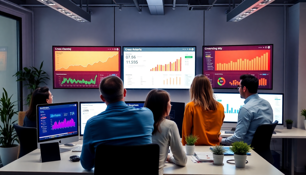 Marketing team analyzing a Supermetrics alternative dashboard for automated performance reports, agency reporting automation, and cross-channel analytics with client dashboard insights and digital marketing data visualization.