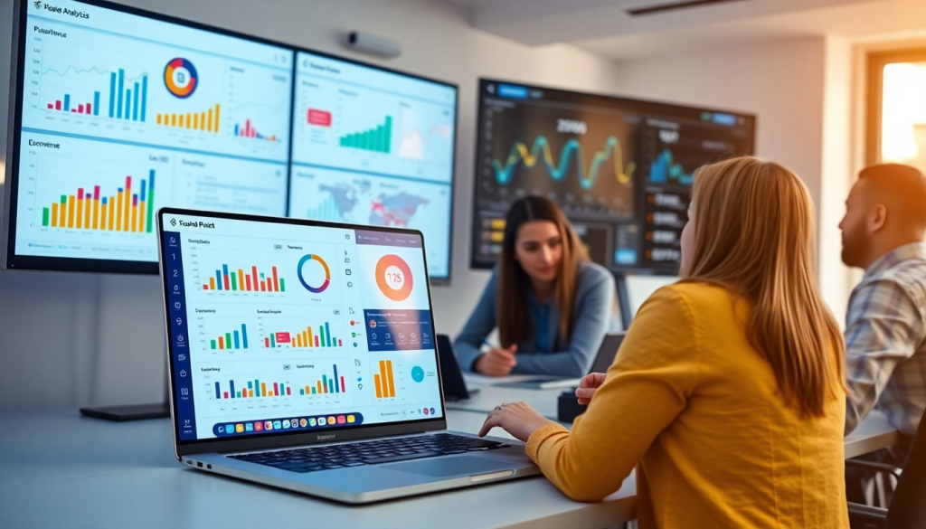 Marketing team using Supermetrics alternative to analyze data on a marketing analytics dashboard featuring automated performance reports, cross-channel analytics, and client dashboard insights for agency reporting automation.
