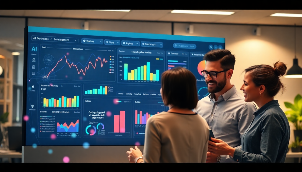 AI data visualization tool for marketing teams displaying marketing analytics automation, AI reporting assistant, automated dashboard creation, and cross-channel performance tracking.