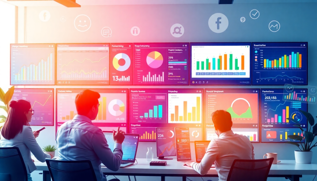 Digital marketing KPI dashboard displaying marketing metrics visualization, performance tracking, and campaign KPI monitoring with automated reports and cross-channel analytics for ROI tracking.