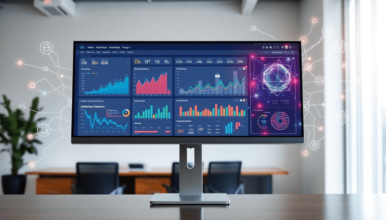 AI-powered marketing dashboard displaying automated reporting workflows, real-time marketing analytics, and multi-channel data aggregation for enhanced campaign performance.