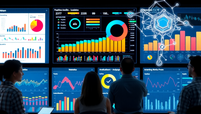 AI data visualization tool for marketing teams showcasing marketing analytics automation, AI reporting assistant, automated dashboard creation, cross-channel performance tracking, and campaign performance insights.