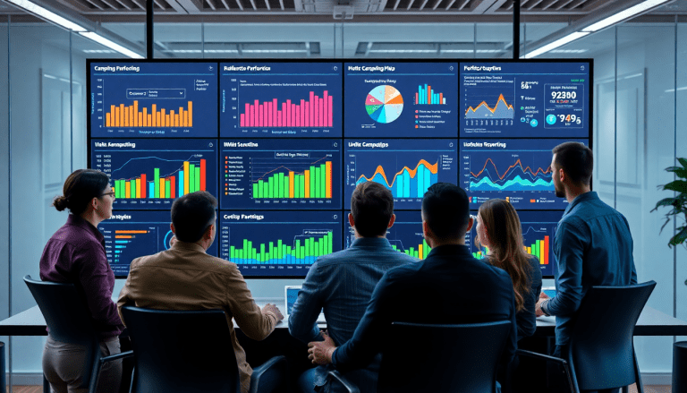 Multi-channel analytics dashboard displaying cross-channel marketing analytics, performance tracking, marketing data aggregation, unified reporting platform, campaign performance visualization, ROI tracking, multi-platform reporting software, automated marketing insights, and omnichannel analytics solution.