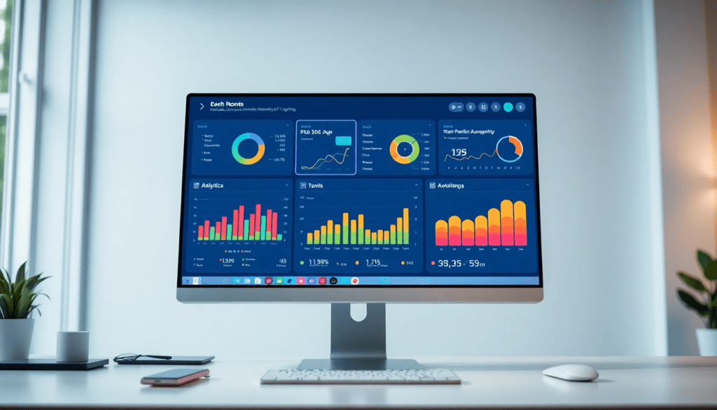 Automated KPI reporting dashboard with real-time performance metrics and AI analytics showcasing digital campaign tracking and ROI visualization.