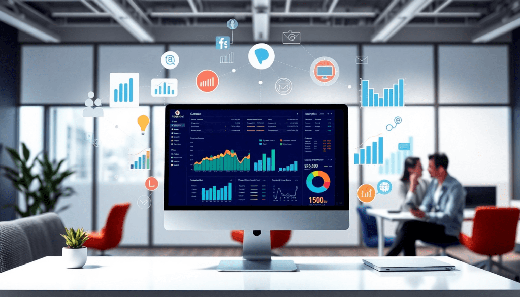 Computer displaying automated marketing reports dashboard, ideal for agencies seeking NinjaCat alternatives and competitors like TapClicks, featuring cross-channel reporting, client dashboard platforms, and white-label analytics software for performance tracking.