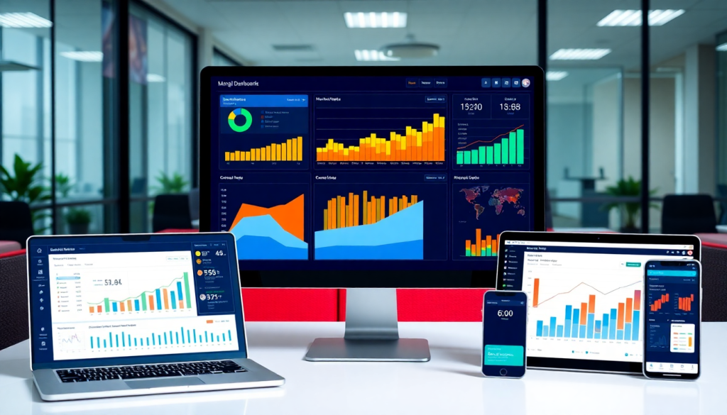 Funnel.io alternative showing marketing analytics dashboard with automated performance reports, agency reporting automation, client dashboard insights, cross-channel analytics, tapclicks reporting platform, and performance marketing KPIs across various devices.