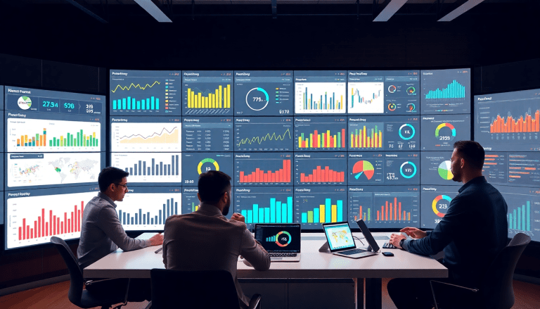 Best marketing reporting software showcasing a marketing analytics dashboard with automated performance reports, agency reporting automation, client dashboard insights, and cross-channel analytics displayed on multiple screens in a conference room setting.