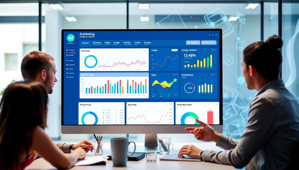 Automated KPI reporting dashboard showcasing marketing analytics automation, AI reporting assistant, and cross-channel performance tracking.