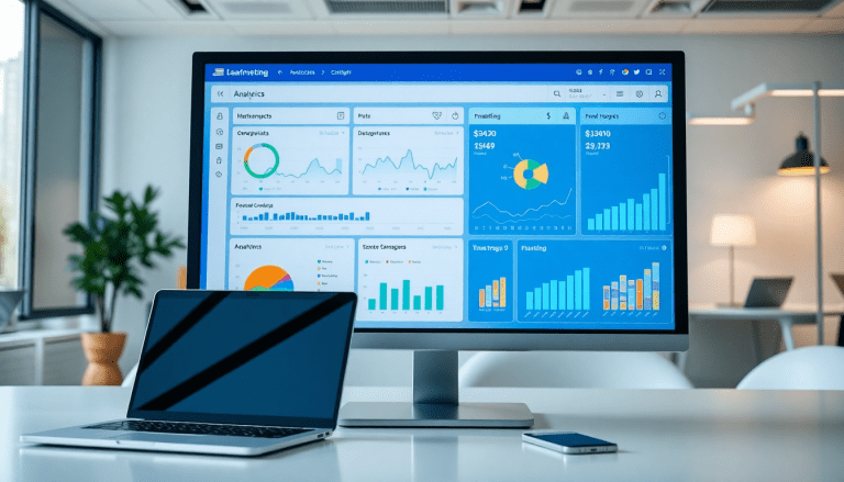 Performance marketing reporting software displaying automated campaign reporting dashboard, performance analytics tools, and ad spend optimization visuals.