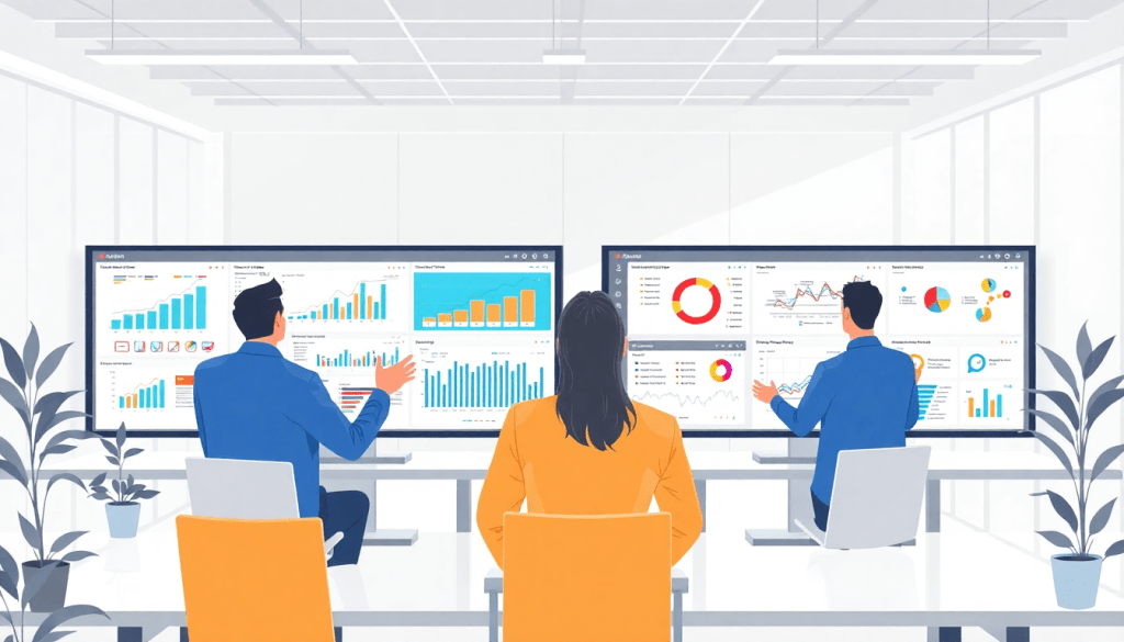 Team analyzing marketing data on multiple screens showcasing automated reports and cross-channel analytics, ideal for agencies seeking a NinjaCat alternative, TapClicks comparison, or Supermetrics alternative.