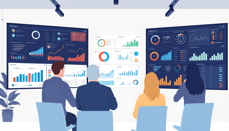 Team analyzing data on multiple screens showcasing a NinjaCat alternative with cross-channel reporting tools, client dashboard platform, and automated marketing reports for agency performance tracking.