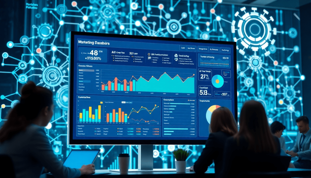 AI-powered marketing dashboard showcasing automated reporting workflows, real-time marketing analytics, and multi-channel data aggregation for report scheduling automation and campaign performance tracking in a cross-platform dashboard builder by TapClicks.