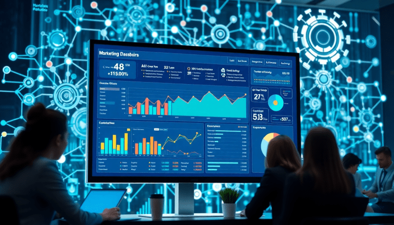 AI-powered marketing dashboard showcasing automated reporting workflows, real-time marketing analytics, and multi-channel data aggregation for report scheduling automation and campaign performance tracking in a cross-platform dashboard builder by TapClicks.