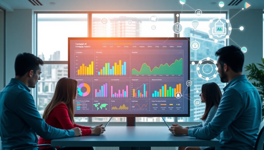 Automated KPI reporting dashboard showcasing marketing analytics automation, AI reporting assistant, and cross-channel performance tracking for efficient client analytics and marketing data visualization.