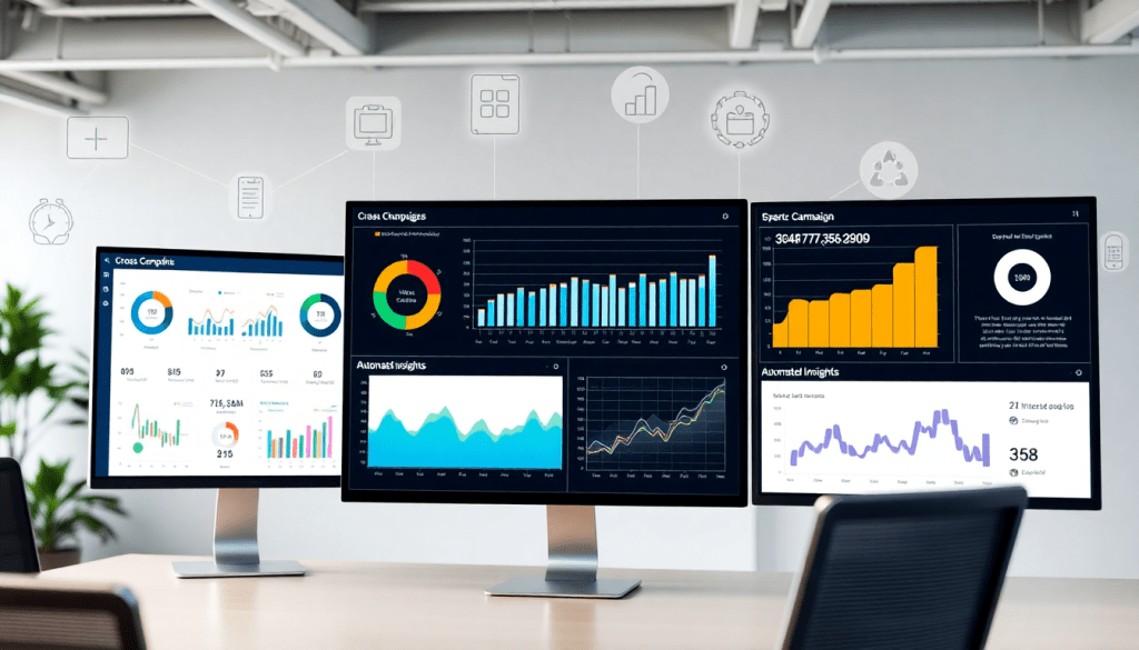 Performance marketing reporting software interface showcasing automated campaign reporting, performance analytics tool, and ad spend optimization dashboard for digital advertising insights.