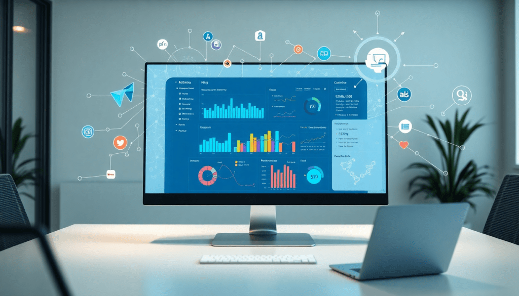 Automated KPI reporting dashboard displaying marketing analytics automation, AI reporting assistant, and cross-channel performance tracking for client analytics automation with TapClicks AI platform.