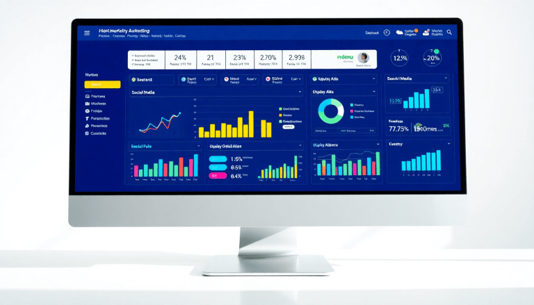 Performance marketing reporting software displaying automated campaign reporting, ad spend optimization dashboard, and ROAS tracking platform for conversion rate analytics and digital advertising insights.