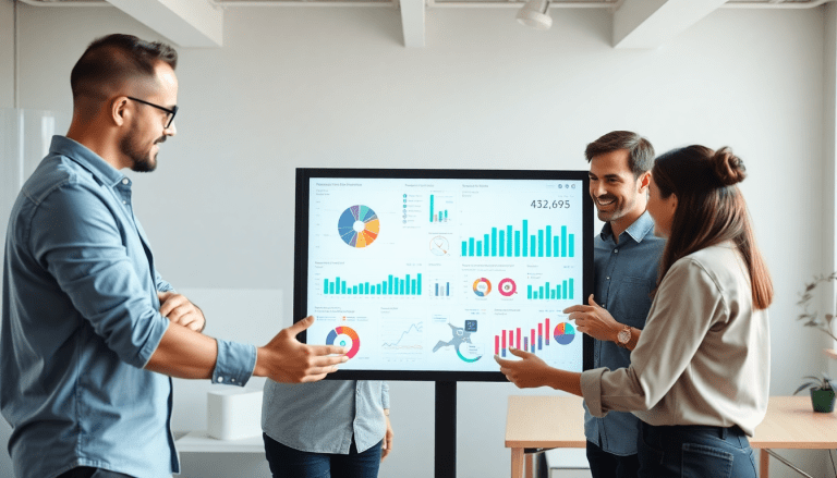 Marketing team utilizes AI data visualization tool for marketing analytics automation and performance tracking with an automated dashboard creation platform.